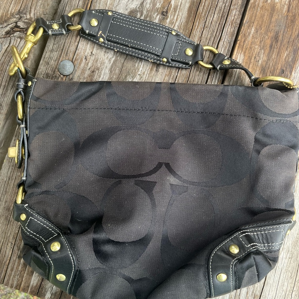 Coach black with gold hardware satchel purse